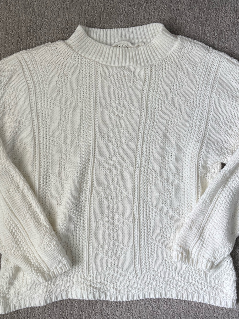 Adorable handmade white cable knit sweater